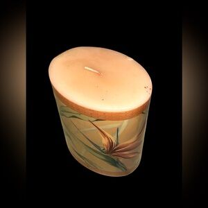 Tropical Plant Design Pillar Candle, Unscented Decorative Pillar Candle NWOT